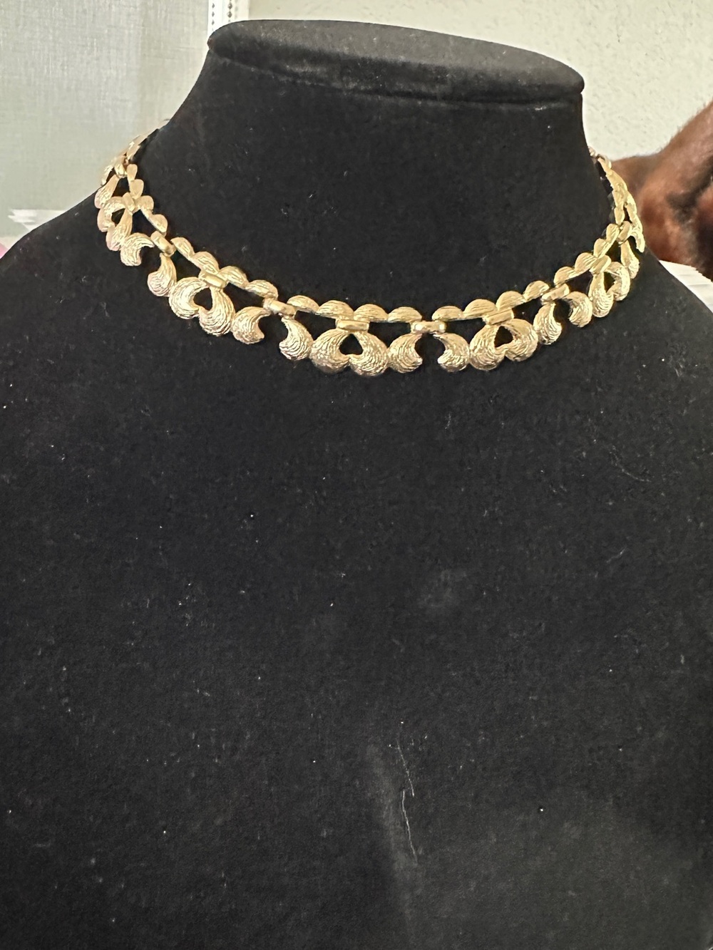 Monet Vintage Gold Scroll Link Choker Necklace Adjustable 13-16"